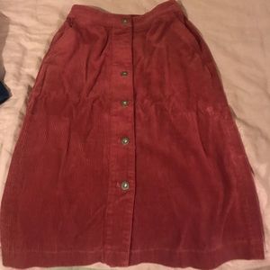 Uniqlo Burgundy Corduroy Midi skirt.